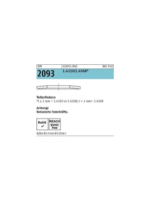 DIN 2093 1.4310 14X7,2X0,35 Tellerfedern - 200 Stück Top-Seller