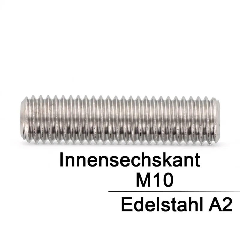 Versand Am Gleichen Tag Gewindestifte ISO 4026 (=DIN 913) - M10x50 - Kegelkuppe und Innensechskant - A2 - 100 Stück
