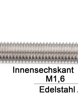 Angebot Gewindestifte ISO 4026 - M1,6x5 - Kegelkuppe und Innensechskant - A2 - 200 Stück