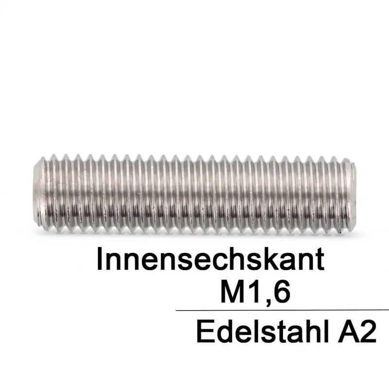 Angebot Gewindestifte ISO 4026 - M1,6x5 - Kegelkuppe und Innensechskant - A2 - 200 Stück