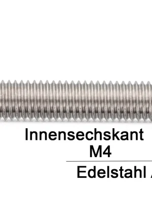 Aktuell Gewindestifte ISO 4026 (=DIN 913) - M4x40 - Kegelkuppe und Innensechskant - A2 - 200 Stück