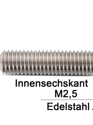 Aktuell ISO 4027 A2 M 2,5X12 Gewindestifte mit Innensechskant und Spitze - 500 Stück