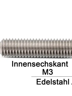 Versand Am Gleichen Tag Gewindestifte ISO 4027 (=DIN 914) - M3x20 - mit Spitze und Innensechskant - A2 - 500 Stück