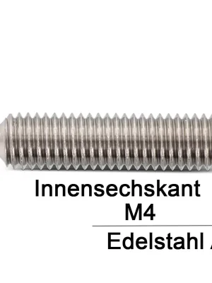 Wochenendangebot Gewindestifte ISO 4027 (=DIN 914) - M4x40 - mit Spitze und Innensechskant - A2 - 200 Stück