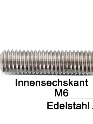 Aktuell Gewindestifte ISO 4027 (=DIN 914) - M6x6 - mit Spitze und Innensechskant - A2 - 200 Stück