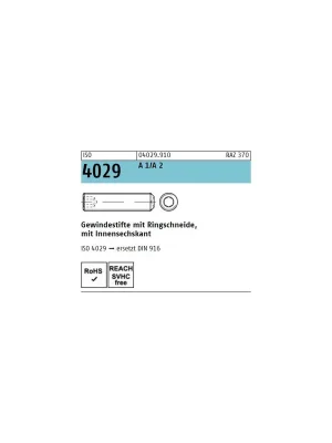 Abverkauf ISO 4029 A2 M 3X14 Gewindestifte mit Innensechskant und Ringschneide - 500 Stück