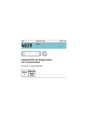 Aktuell ISO 4029 A4 M 8X55 Gewindestifte mit Innensechskant und Ringschneide - 200 Stück