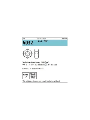 Ausverkauf ISO 4032 A4-70 M 24 Sechskantmuttern - 25 Stück