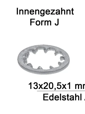 Zahnscheiben DIN 6797 - 13 mm - Form J - Edelstahl A2 - 500 Stück Ausverkauf