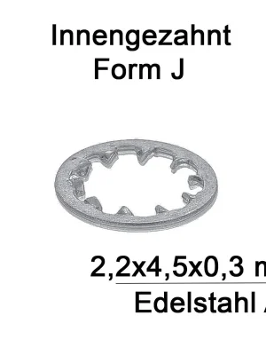 Zahnscheiben DIN 6797 - 2,2 mm - Form J - Edelstahl A2 - 1000 Stück Begrenztes Angebot