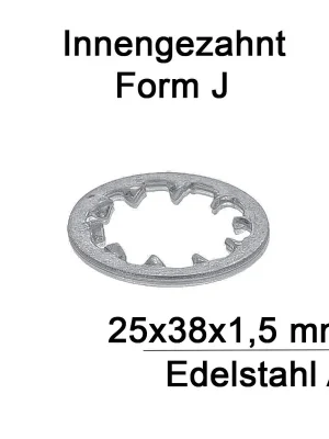 Zahnscheiben DIN 6797 - 25 mm - Form J - Edelstahl A2 - 200 Stück Echt