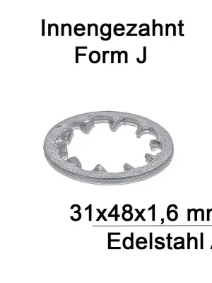Zahnscheiben DIN 6797 - 31 mm - Form J - Edelstahl A2 - 100 Stück Nur Für Kurze Zeit