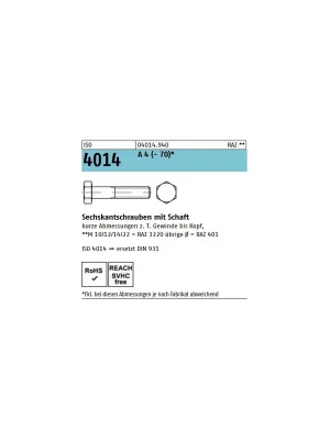 ISO 4014 6KT-Schrauben Edelstahl A4 M27x140 1St. Jetzt Kaufen