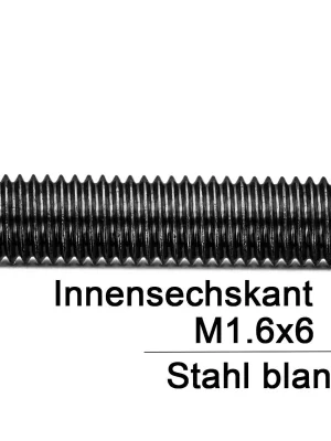 Gewindestifte ISO 4026 (=DIN 913) - M1,6x6 - Kegelkuppe und Innensechskant - Stahl 45h - 500 Stück Neue Kollektion