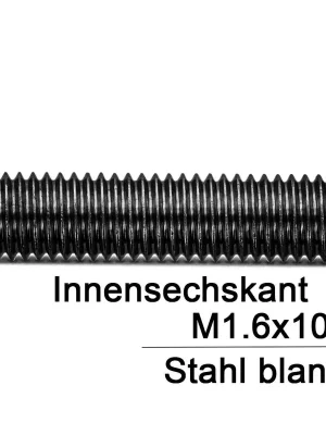 Gewindestifte ISO 4026 (=DIN 913) - M1,6x10 - Kegelkuppe und Innensechskant - Stahl 45h - 500 Stück Beliebt