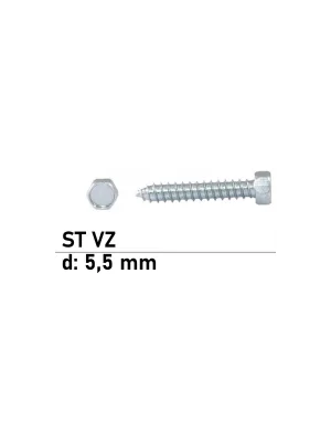 Abverkauf Blechschraube ISO 1479 DIN 7976 - 5,5x38 - Sechskant - Form C - verzinkt - 250 Stück