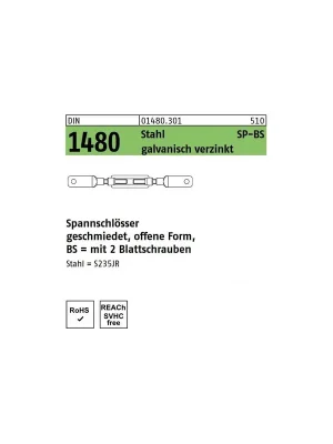 DIN 1480 Spannschloss Form BS Stahl verzinkt Sale