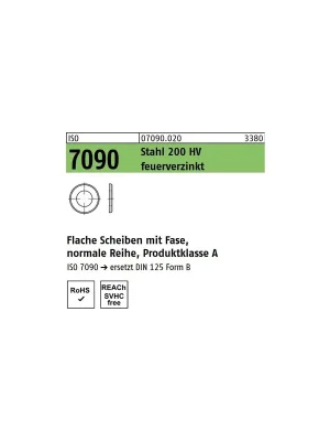Abverkauf ISO 7090 flache Scheiben Stahl 200HV feuerverzinkt