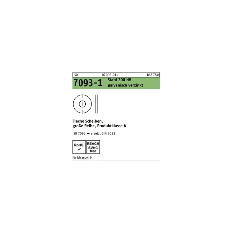 Karosseriescheiben - ISO 7093 - 200 HV - Stahl - verzinkt Bestpreis