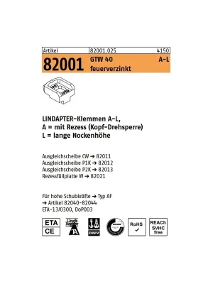 Preisknaller ART 82001 LINDAPTER GT A L feuerverzinkt, lang
