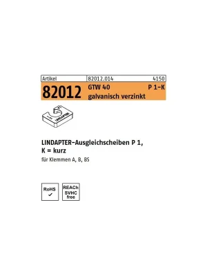 Wochenendangebot Artikel 82012 GTW 40 P 1-K galvanisch verzinkt LINDAPTER-Ausgleichsscheiben P 1, kurz