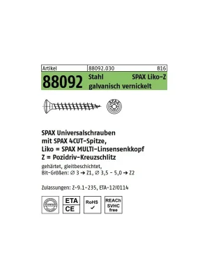 Billig ART 88092 SPAX -Z Wellenschliff, gal Ni, LIKO gal Ni VE=S
