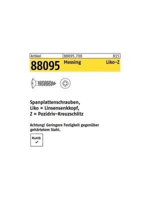 ART 88095 Spanplattenschr. Pozi Messing, Linsensenkkopf Ms Angebot