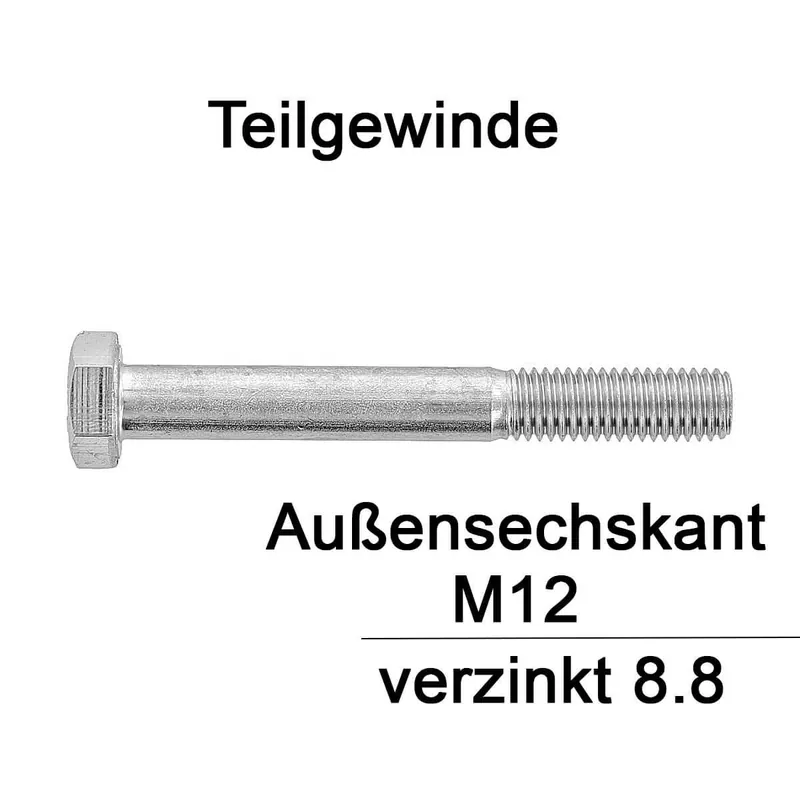 Beliebt DIN 931 Sechskantschraube - verzinkt 8.8 - TG - M12x90 - 50 Stück