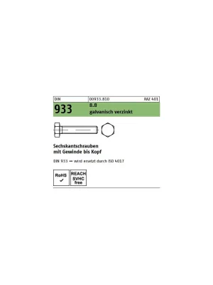 Abverkauf DIN 933 6KT-Schrauben Stahl 8.8 verzinkt M4x10 500St.