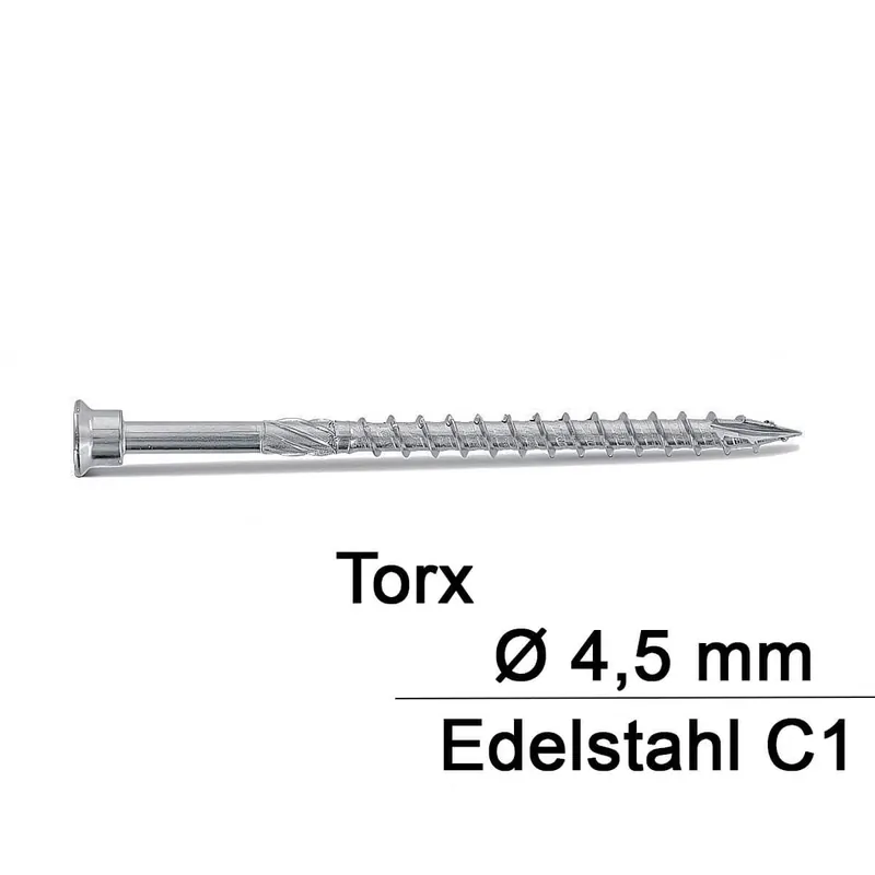 Art. 9245 1.4006 4,5X80/48 TX20 TBS-Drill Zyl.-Holzbauschrauben, Schneidkerbe - 200 Stück Neuheit