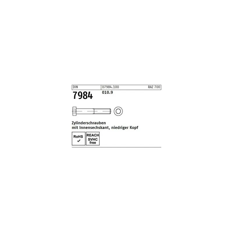 Bestseller Zylinderschrauben DIN 7984 - niedriger Kopf - Innensechskant - stahl 10.9
