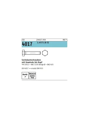 Sechskantschrauben ISO 4017 - Sechskantkopf - Vollgewinde - A5 Bestseller