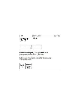 Super-Preis DIN 975 Gewindestangen Stahl 12.9
