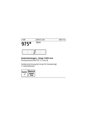 Top-Seller DIN 975 Gewindestangen Stahl 10.9