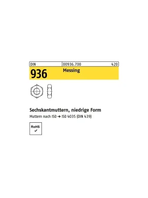 Sechskantmutter DIN 936 - niedrige Form - Messing Garantierte Lieferung