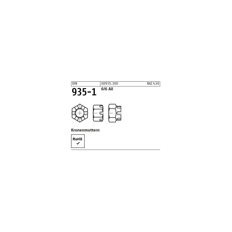 DIN 935-1 Kronenmuttern - Stahl 6 Top-Preis
