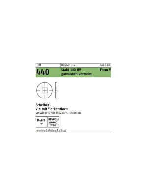 DIN 440 Bauscheiben - Stahl - verzinkt - Form V Echt