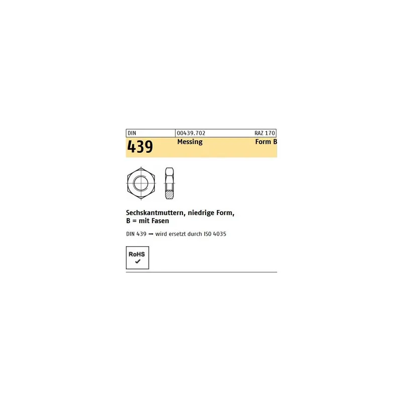 DIN 439 6KT-Muttern Form B Messing Preis Gesenkt