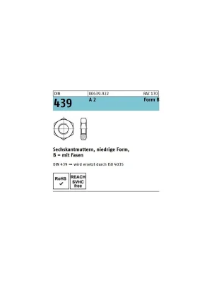 DIN 439 Sechskantmuttern A2 - Form B Highlight