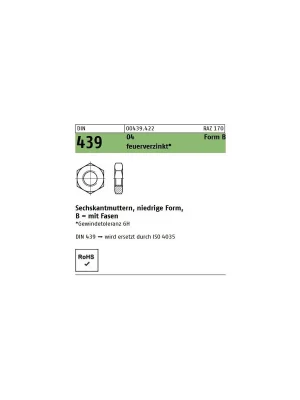 DIN 439 6KT-Muttern Form B Stahl 04 feuerverzinkt Mega-Angebot