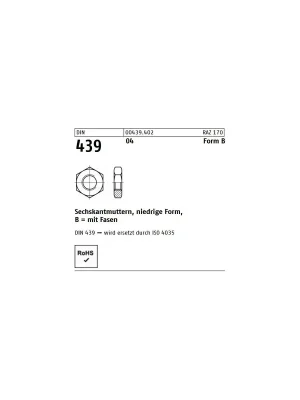DIN 439 Sechskantmuttern Stahl 04 - Form B Knallerangebot