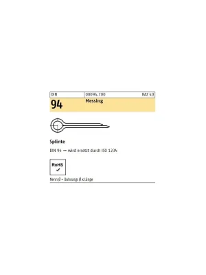 Abverkauf DIN 94 Splinte Messing 3,2x50 100St.