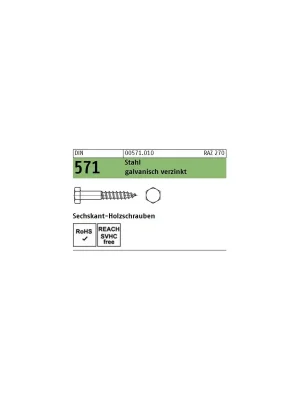 Abverkauf Holzschrauben DIN 571 – 8x100 mm – Sechskant verzinkt – 100 Stück