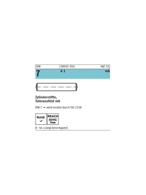 Zylinderstifte DIN 7 – 1x10 – Form A – mit Kuppe – Edelstahl A1 – 500 Stück – S&P Letzte Chance