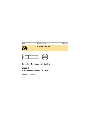 Zylinderschrauben DIN 84 - ISO 1207 - M2,5x6 - Zylinderkopf - Schlitz - Kunststoff PA - 200 Stück Heißes Angebot