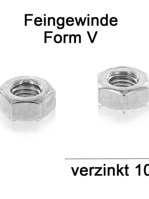 Abverkauf DIN 980 Sicherungsmutter - verzinkt 10 - Form V - Feingewinde - M16 x 1,5 - 50 Stück