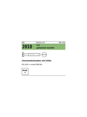 Aktuell ISO 2010 Linsensenkschrauben SZ Stahl 4.8 verzinkt