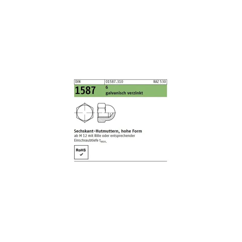 DIN 1587 Hutmuttern - Stahl 6 - verzinkt Saisonangebot