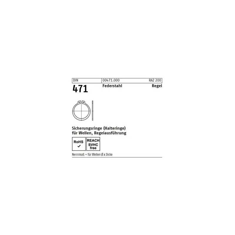 DIN 471 Sicherungsring - Für Wellen - Federstahl - 4 - 200 Stück Preisreduziert