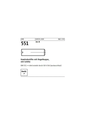 Abverkauf DIN 551 Gewindestifte Stahl 14H 4x6 1000St.